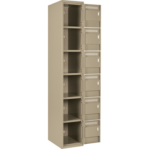 Petits casiers Clean Line, 6 niveaux, Bloc de 4, 48" x 18" x 72", Acier, Beige, Rivet (assembl&eacute;) Air Extreme Inc.