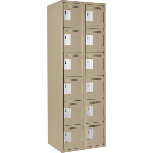 Petits casiers Clean Line, 6 niveaux, Bloc de 2, 24" x 18" x 72", Acier, Beige, Rivet (assembl&eacute;) Air Extreme Inc.