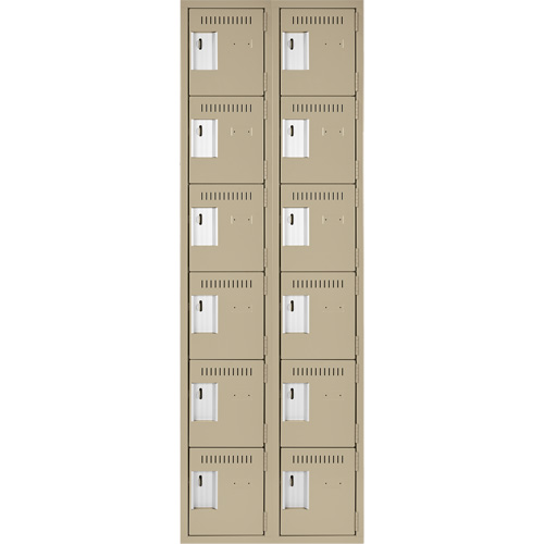 Petits casiers Clean Line, 6 niveaux, Bloc de 2, 24" x 18" x 72", Acier, Beige, Rivet (assembl&eacute;) Air Extreme Inc.