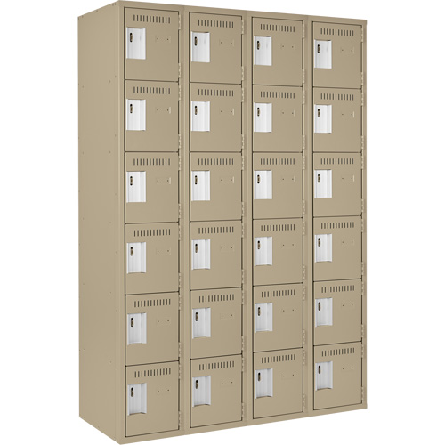Petits casiers Clean Line, 6 niveaux, Bloc de 4, 48" x 18" x 72", Acier, Beige, Rivet (assembl&eacute;) Air Extreme Inc.