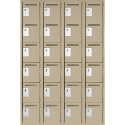 Petits casiers Clean Line, 6 niveaux, Bloc de 4, 48" x 18" x 72", Acier, Beige, Rivet (assembl&eacute;) Air Extreme Inc.
