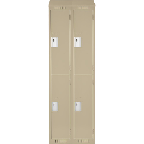Clean Line Lockers, 2 -tier, Bank of 2, 24" x 18" x 78", Steel, Beige, Rivet (Assembled) Air Extreme Inc.