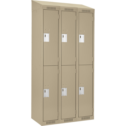 Clean Line Lockers, 2 -tier, Bank of 3, 36" x 18" x 78", Steel, Beige, Rivet (Assembled) Air Extreme Inc.