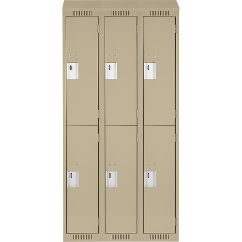 Clean Line Lockers, 2 -tier, Bank of 3, 36" x 18" x 78", Steel, Beige, Rivet (Assembled) Air Extreme Inc.
