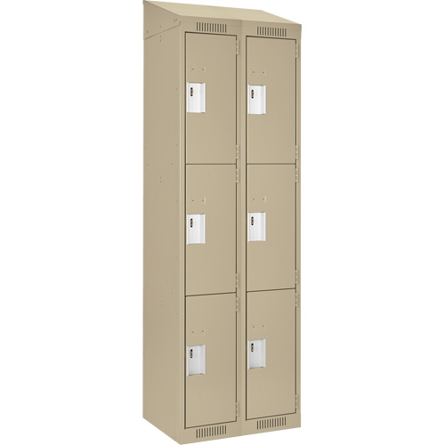 Clean Line Lockers, 3 -tier, Bank of 2, 24" x 18" x 78", Steel, Beige, Rivet (Assembled) Air Extreme Inc.