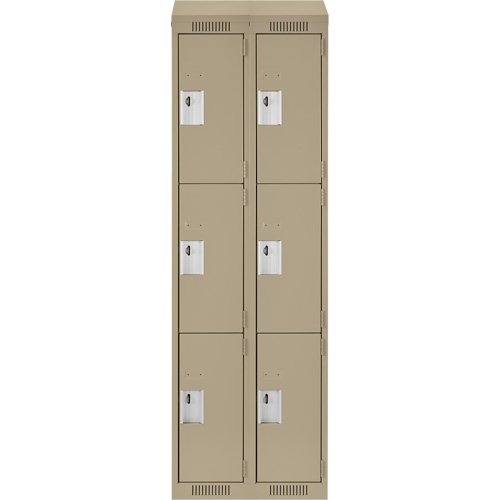 Clean Line Lockers, 3 -tier, Bank of 2, 24" x 18" x 78", Steel, Beige, Rivet (Assembled) Air Extreme Inc.