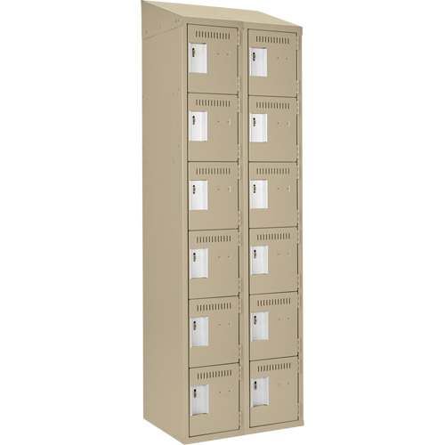 Clean Line Lockerette, 6 -tier, Bank of 2, 24" x 18" x 78", Steel, Beige, Rivet (Assembled) Air Extreme Inc.