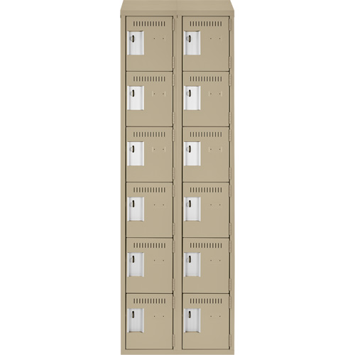 Clean Line Lockerette, 6 -tier, Bank of 2, 24" x 18" x 78", Steel, Beige, Rivet (Assembled) Air Extreme Inc.