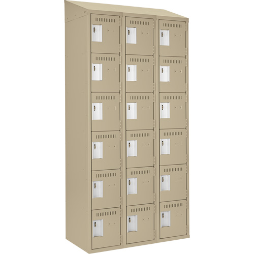 Petits casiers Clean Line, 6 niveaux, Bloc de 3, 36" x 18" x 78", Acier, Beige, Rivet (assembl&eacute;) Air Extreme Inc.