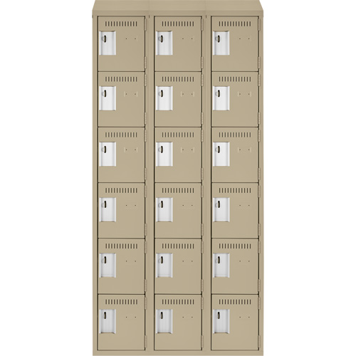 Petits casiers Clean Line, 6 niveaux, Bloc de 3, 36" x 18" x 78", Acier, Beige, Rivet (assembl&eacute;) Air Extreme Inc.