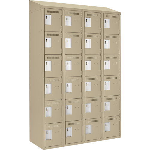 Clean Line Lockerette, 6 -tier, Bank of 4, 48" x 18" x 78", Steel, Beige, Rivet (Assembled) Air Extreme Inc.