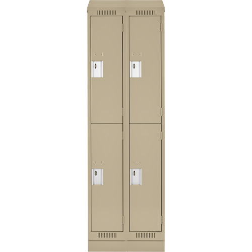 Clean Line Lockers, 2 -tier, Bank of 2, 24" x 18" x 82", Steel, Beige, Rivet (Assembled) Air Extreme Inc.
