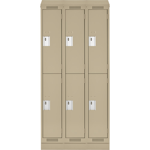 Clean Line Lockers, 2 -tier, Bank of 3, 36" x 18" x 82", Steel, Beige, Rivet (Assembled) Air Extreme Inc.