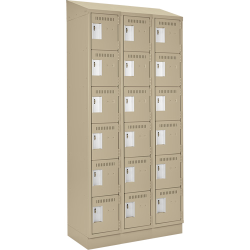 Clean Line Lockerette , 6 -tier, Bank of 3, 36" x 18" x 82", Steel, Beige, Rivet (Assembled) Air Extreme Inc.