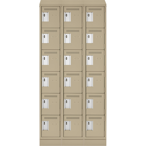 Clean Line Lockerette , 6 -tier, Bank of 3, 36" x 18" x 82", Steel, Beige, Rivet (Assembled) Air Extreme Inc.