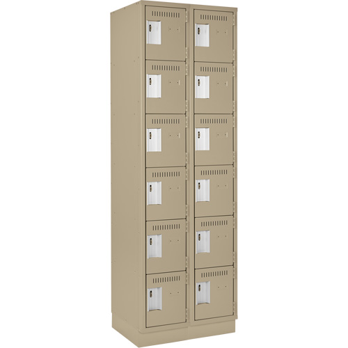 Clean Line Lockerette, 6 -tier, Bank of 2, 24" x 18" x 76", Steel, Beige, Rivet (Assembled) Air Extreme Inc.