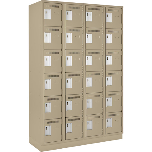 Clean Line Lockerette, 6 -tier, Bank of 4, 48" x 18" x 76", Steel, Beige, Rivet (Assembled) Air Extreme Inc.