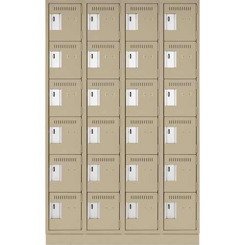Clean Line Lockerette, 6 -tier, Bank of 4, 48" x 18" x 76", Steel, Beige, Rivet (Assembled) Air Extreme Inc.