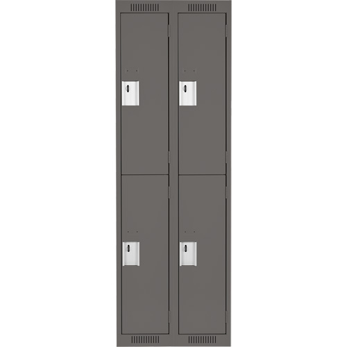Clean Line Lockers, 2 -tier, Bank of 2, 24" x 18" x 72", Steel, Charcoal, Rivet (Assembled) Air Extreme Inc.