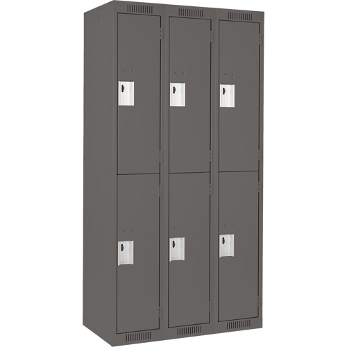 Clean Line Lockers, 2 -tier, Bank of 3, 36" x 18" x 72", Steel, Charcoal, Rivet (Assembled) Air Extreme Inc.