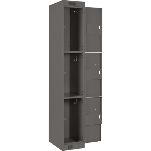 Clean Line Lockers, 3 -tier, Bank of 4, 48" x 18" x 72", Steel, Charcoal, Rivet (Assembled) Air Extreme Inc.