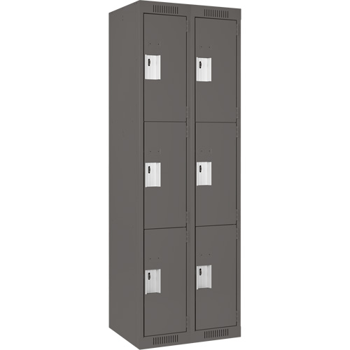 Clean Line Lockers, 3 -tier, Bank of 2, 24" x 18" x 72", Steel, Charcoal, Rivet (Assembled) Air Extreme Inc.