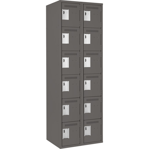 Clean Line Lockerette, 6 -tier, Bank of 2, 24" x 18" x 72", Steel, Charcoal, Rivet (Assembled) Air Extreme Inc.