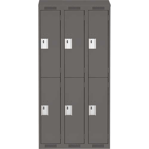 Clean Line Lockers, 2 -tier, Bank of 3, 36" x 18" x 78", Steel, Charcoal, Rivet (Assembled) Air Extreme Inc.