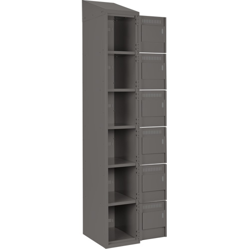 Clean Line Lockerette, 6 -tier, Bank of 4, 48" x 18" x 78", Steel, Charcoal, Rivet (Assembled) Air Extreme Inc.
