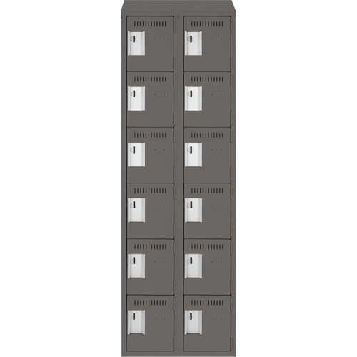 Clean Line Lockerette, 6 -tier, Bank of 2, 24" x 18" x 78", Steel, Charcoal, Rivet (Assembled) Air Extreme Inc.