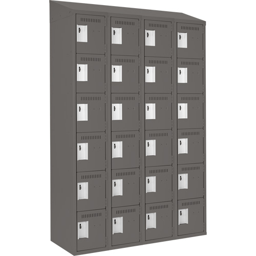 Clean Line Lockerette, 6 -tier, Bank of 4, 48" x 18" x 78", Steel, Charcoal, Rivet (Assembled) Air Extreme Inc.