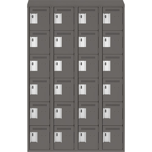 Clean Line Lockerette, 6 -tier, Bank of 4, 48" x 18" x 78", Steel, Charcoal, Rivet (Assembled) Air Extreme Inc.