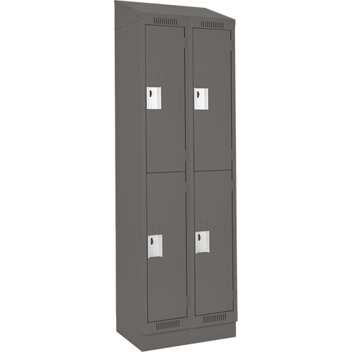 Clean Line Lockers, 2 -tier, Bank of 2, 24" x 18" x 82", Steel, Charcoal, Rivet (Assembled) Air Extreme Inc.