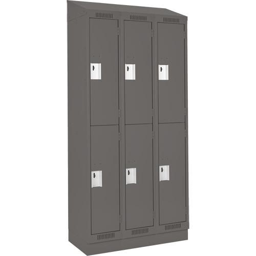 Clean Line Lockers, 2 -tier, Bank of 3, 36" x 18" x 82", Steel, Charcoal, Rivet (Assembled) Air Extreme Inc.