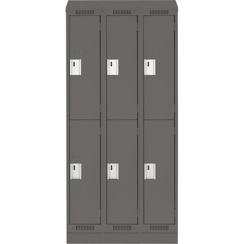 Clean Line Lockers, 2 -tier, Bank of 3, 36" x 18" x 82", Steel, Charcoal, Rivet (Assembled) Air Extreme Inc.