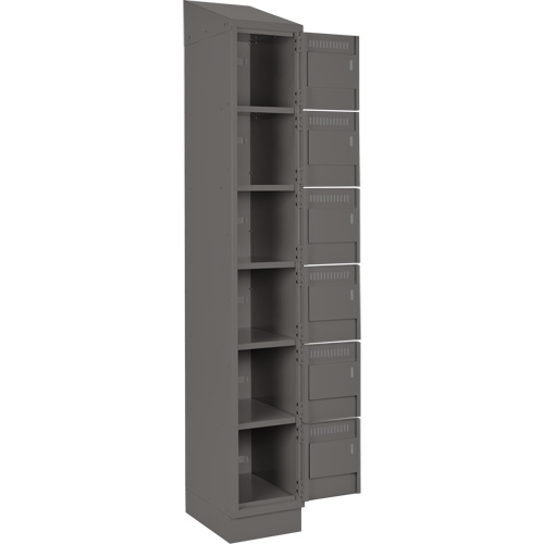 Clean Line Lockerette, 6 -tier, Bank of 4, 48" x 18" x 82", Steel, Charcoal, Rivet (Assembled) Air Extreme Inc.