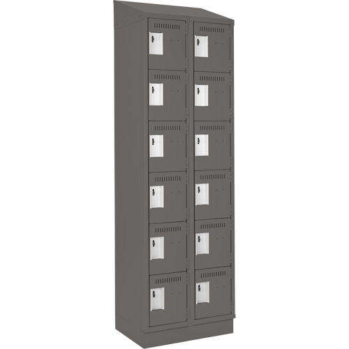 Clean Line Lockerette, 6 -tier, Bank of 2, 24" x 18" x 82", Steel, Charcoal, Rivet (Assembled) Air Extreme Inc.