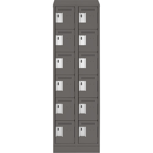 Clean Line Lockerette, 6 -tier, Bank of 2, 24" x 18" x 82", Steel, Charcoal, Rivet (Assembled) Air Extreme Inc.