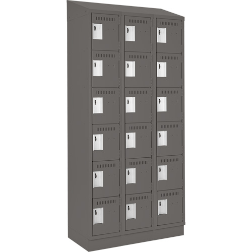 Clean Line Lockerette, 6 -tier, Bank of 3, 36" x 18" x 82", Steel, Charcoal, Rivet (Assembled) Air Extreme Inc.