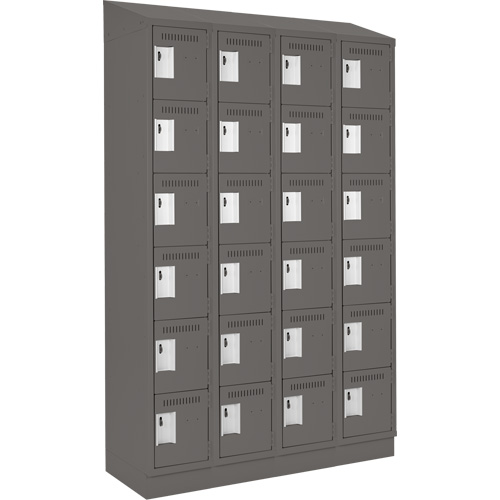 Clean Line Lockerette, 6 -tier, Bank of 4, 48" x 18" x 82", Steel, Charcoal, Rivet (Assembled) Air Extreme Inc.