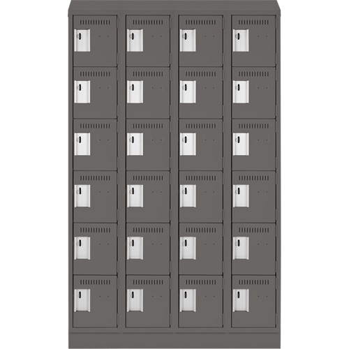 Clean Line Lockerette, 6 -tier, Bank of 4, 48" x 18" x 82", Steel, Charcoal, Rivet (Assembled) Air Extreme Inc.