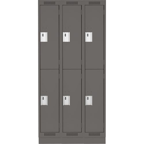 Clean Line Lockers, 2 -tier, Bank of 3, 36" x 18" x 76", Steel, Charcoal, Rivet (Assembled) Air Extreme Inc.