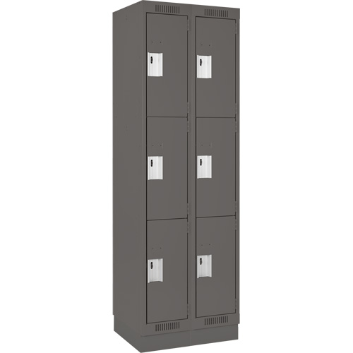 Clean Line Lockers, 3 -tier, Bank of 2, 24" x 18" x 76", Steel, Charcoal, Rivet (Assembled) Air Extreme Inc.