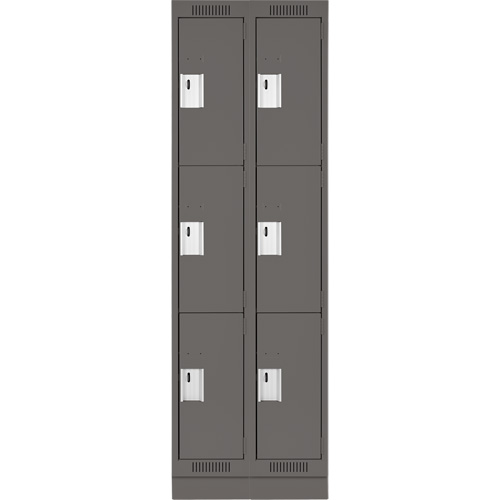 Clean Line Lockers, 3 -tier, Bank of 2, 24" x 18" x 76", Steel, Charcoal, Rivet (Assembled) Air Extreme Inc.