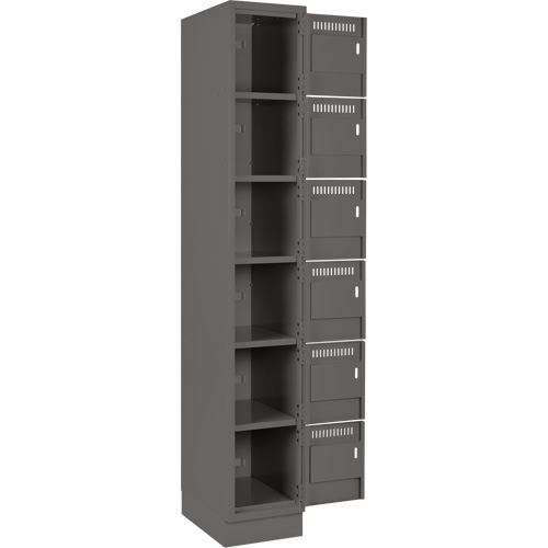 Clean Line Lockerette, 6 -tier, Bank of 2, 24" x 18" x 76", Steel, Charcoal, Rivet (Assembled) Air Extreme Inc.