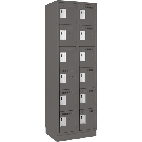 Clean Line Lockerette, 6 -tier, Bank of 2, 24" x 18" x 76", Steel, Charcoal, Rivet (Assembled) Air Extreme Inc.