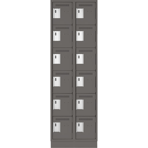 Clean Line Lockerette, 6 -tier, Bank of 2, 24" x 18" x 76", Steel, Charcoal, Rivet (Assembled) Air Extreme Inc.