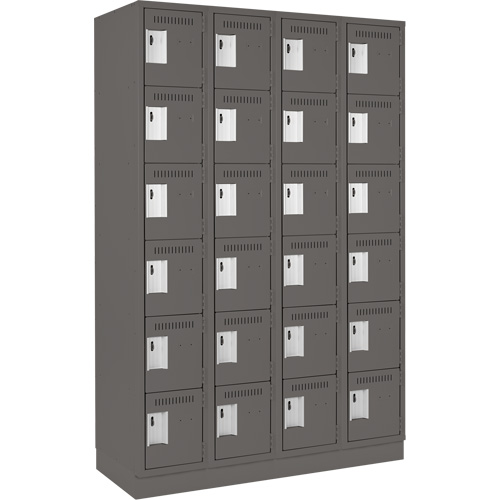 Clean Line Lockerette, 6 -tier, Bank of 4, 48" x 18" x 76", Steel, Charcoal, Rivet (Assembled) Air Extreme Inc.