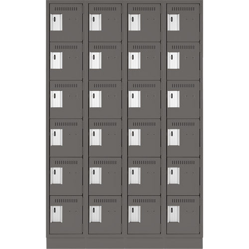 Clean Line Lockerette, 6 -tier, Bank of 4, 48" x 18" x 76", Steel, Charcoal, Rivet (Assembled) Air Extreme Inc.