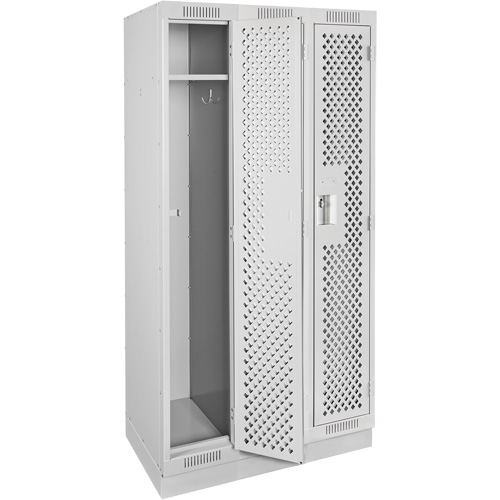 Clean Line Lockers, Bank of 3, 36" x 15" x 76", Steel, Grey, Rivet (Assembled), Perforated Air Extreme Inc.